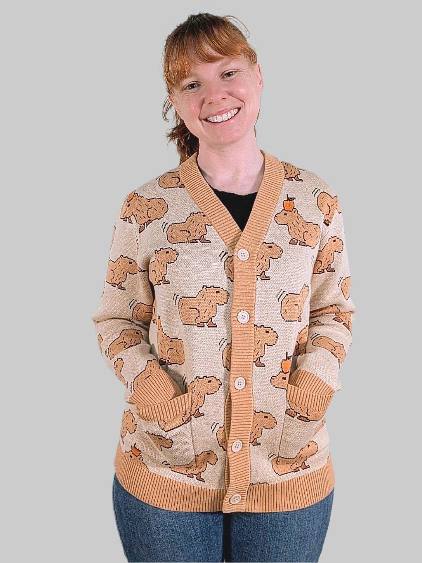 The Capybara Cardigan - Sleepy Peach