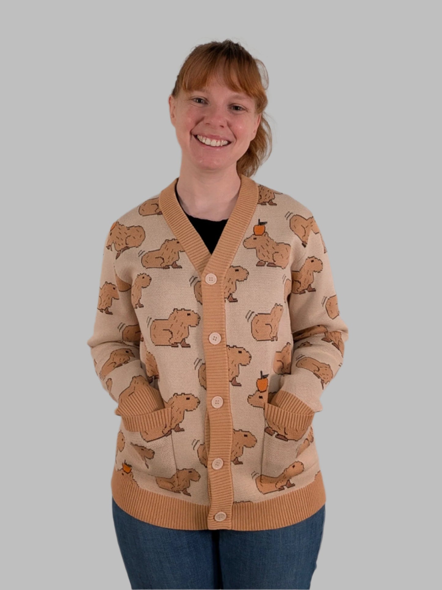 The Capybara Cardigan - Sleepy Peach