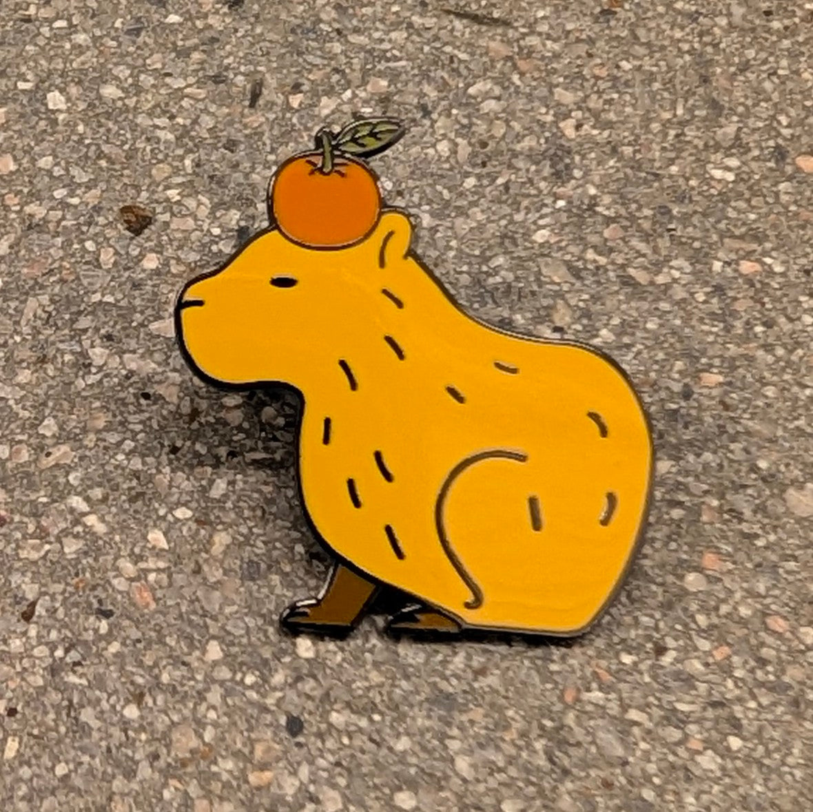 The Capybara Enamel Pin - Sleepy Peach