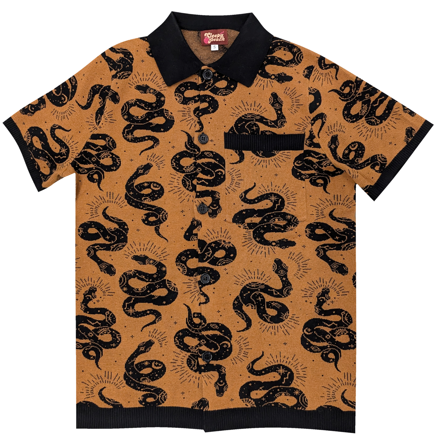 The Esoteric Snake Knit Button Up - Sleepy Peach