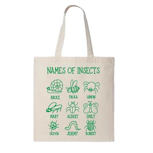 The Names of Insects Tote Bag - Sleepy Peach